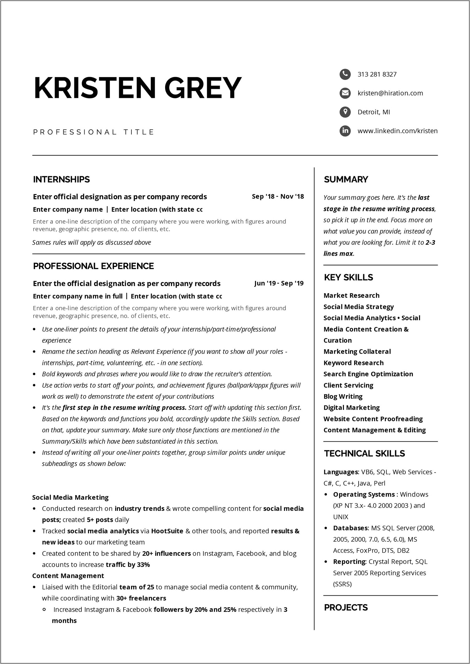 A Block Format Resume Example