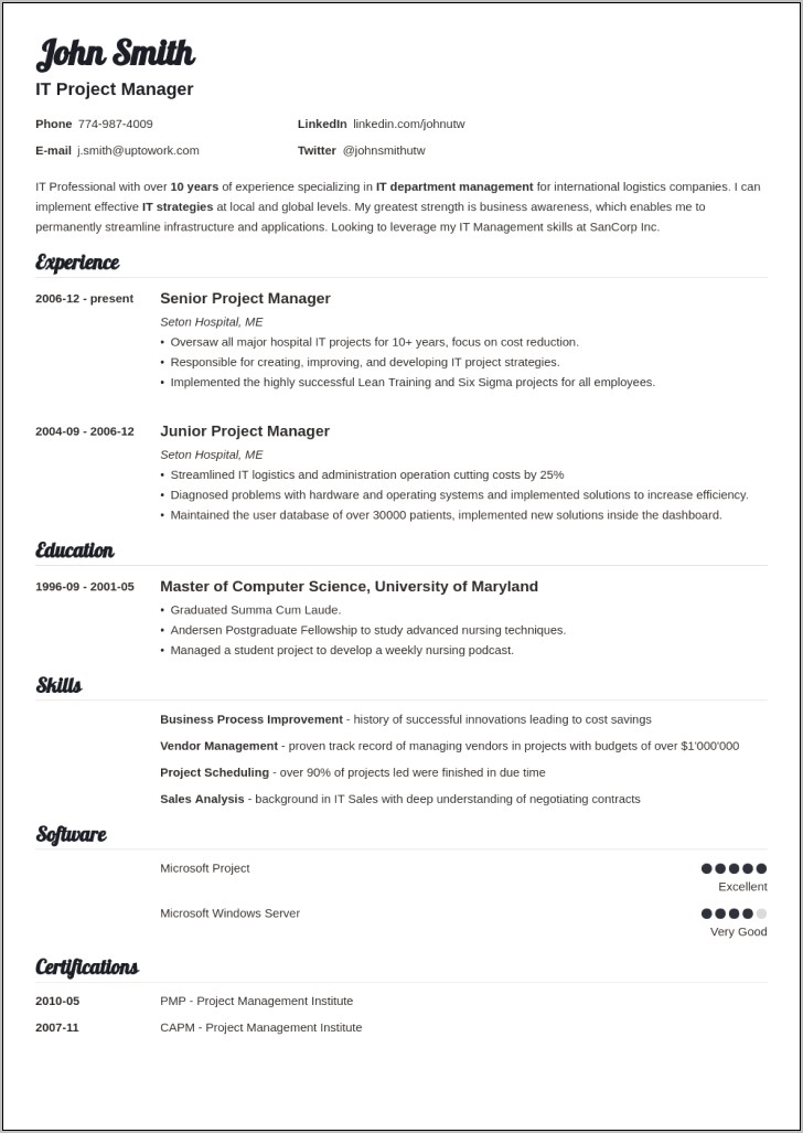 A Resume For Job Examples