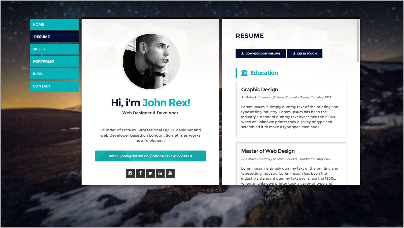 About Me Resume Website Examples