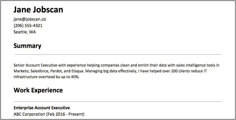 About Myself Sample For Resume