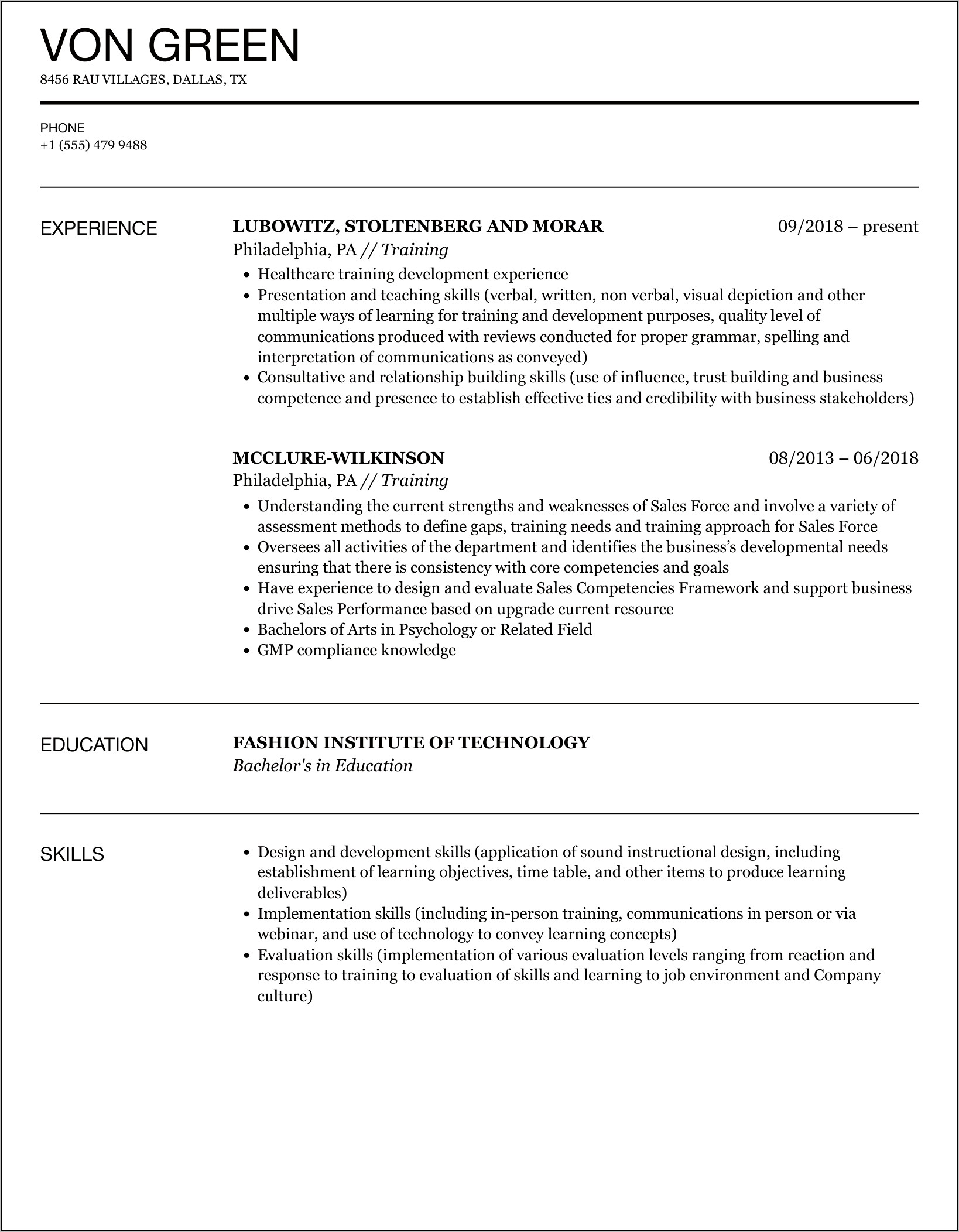 Academic Qualification In Resume Sample