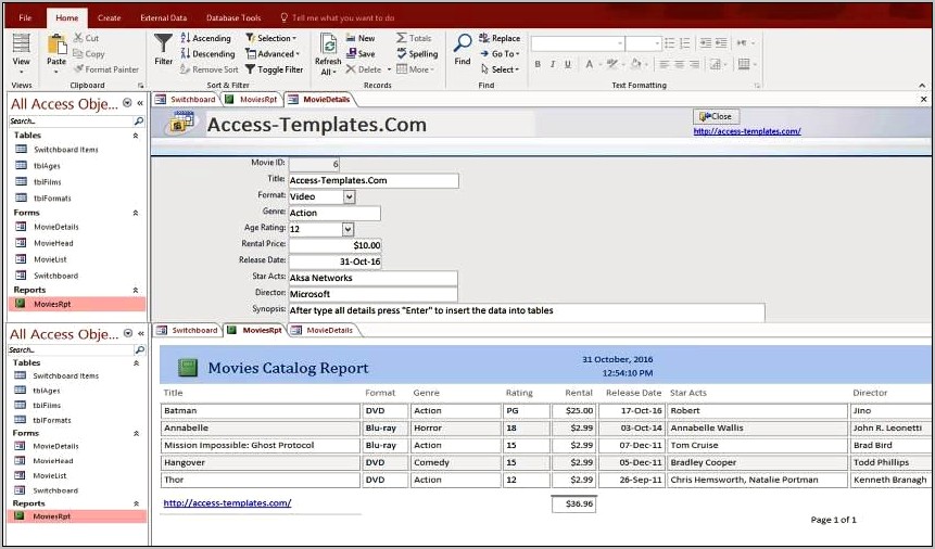 Access 2007 Movie Database Template Download