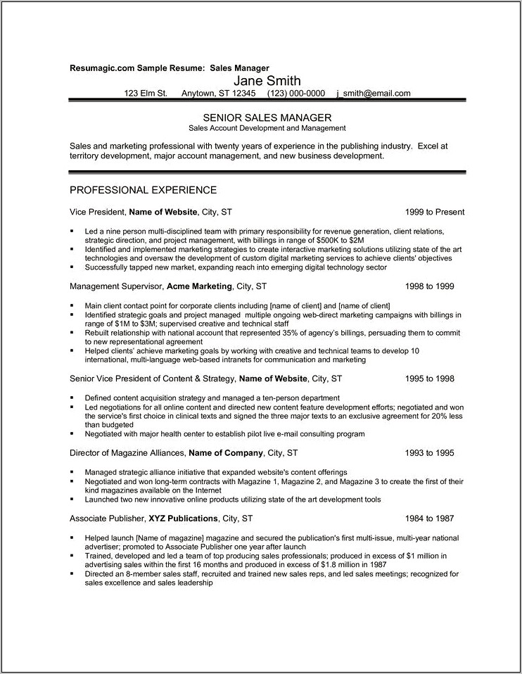 Account Sales Manager Resume Sample