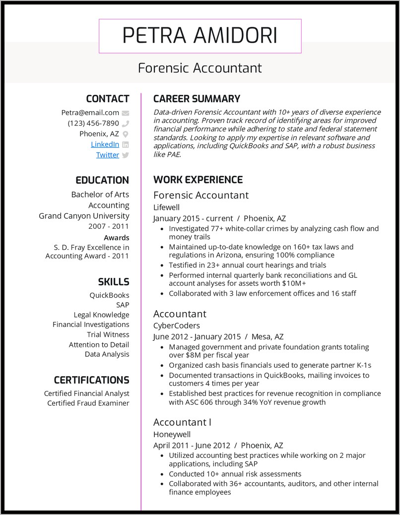 Accountant Resume Sample Free Download