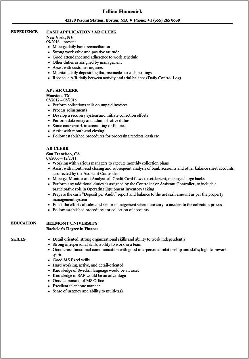 Accounting Clerk Resume Objective Statement