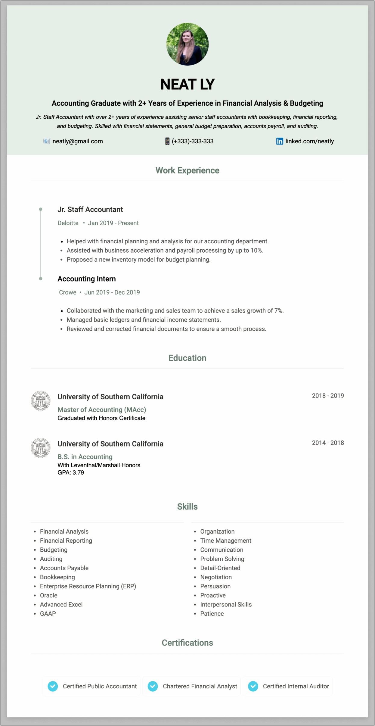 Accounting Internship Resume Objective Statement