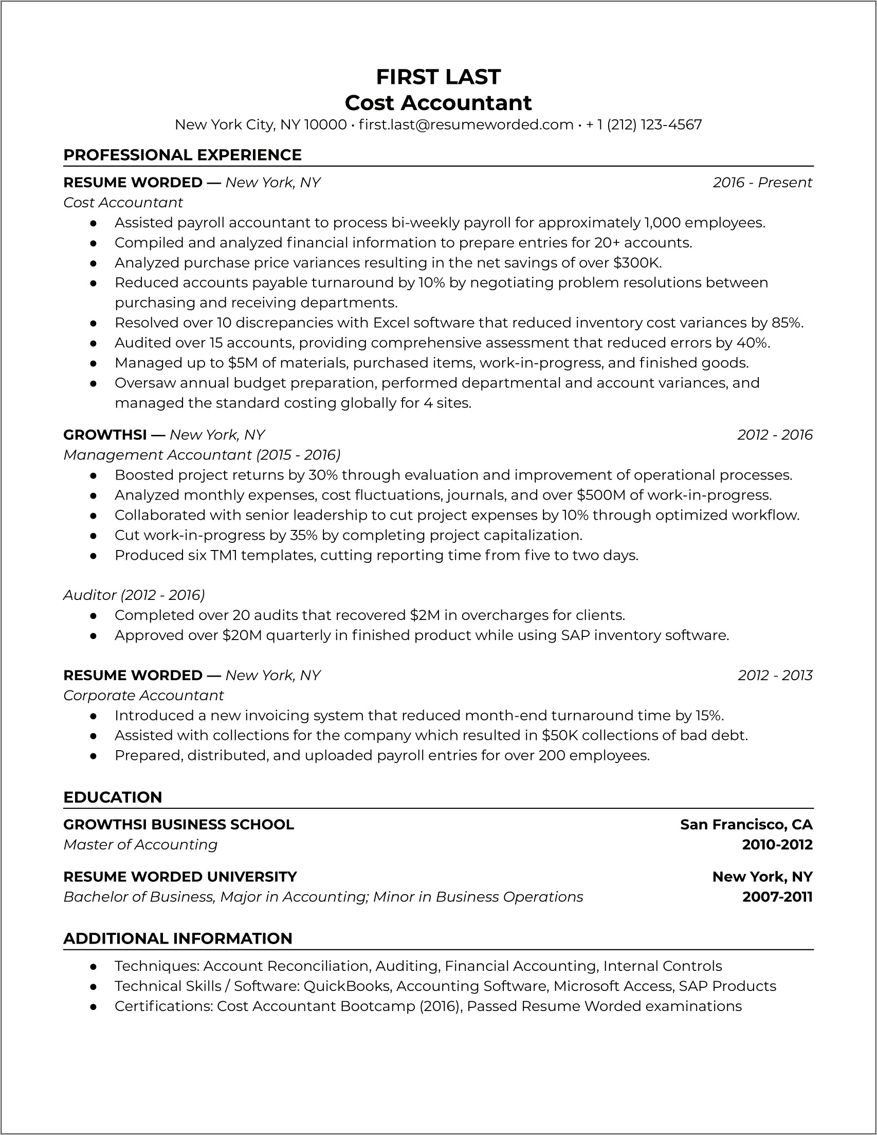 Accounting Resume Examples And Samples