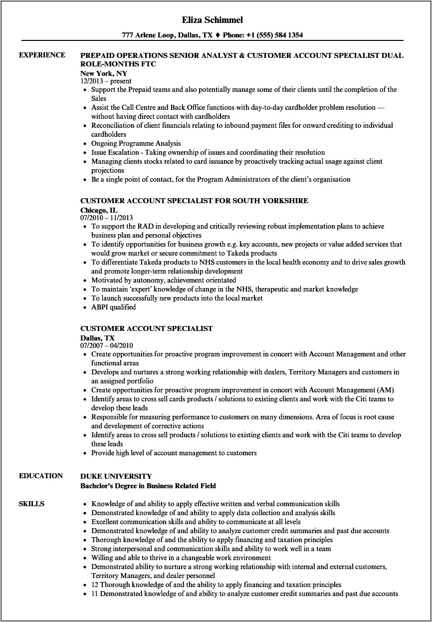 Accounting Specialist Skills On Resume