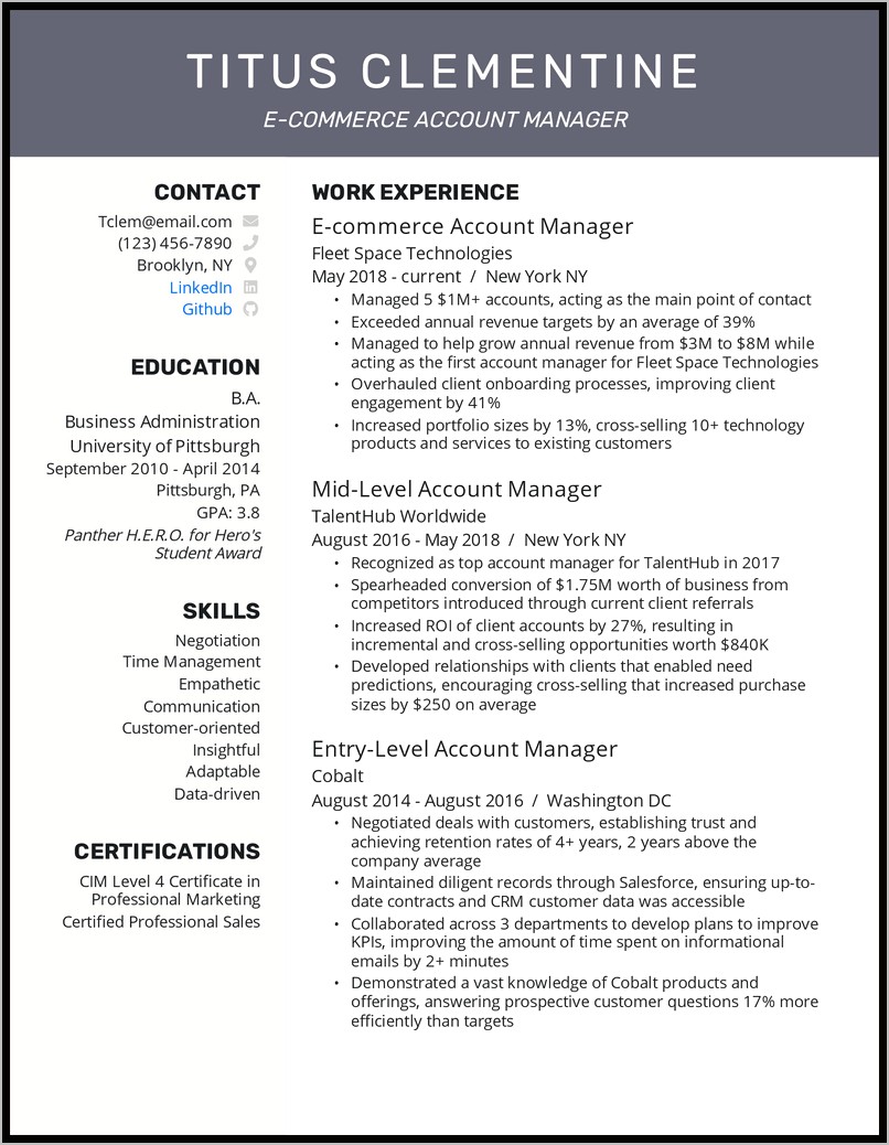 Accounts Manager Resume Word Format