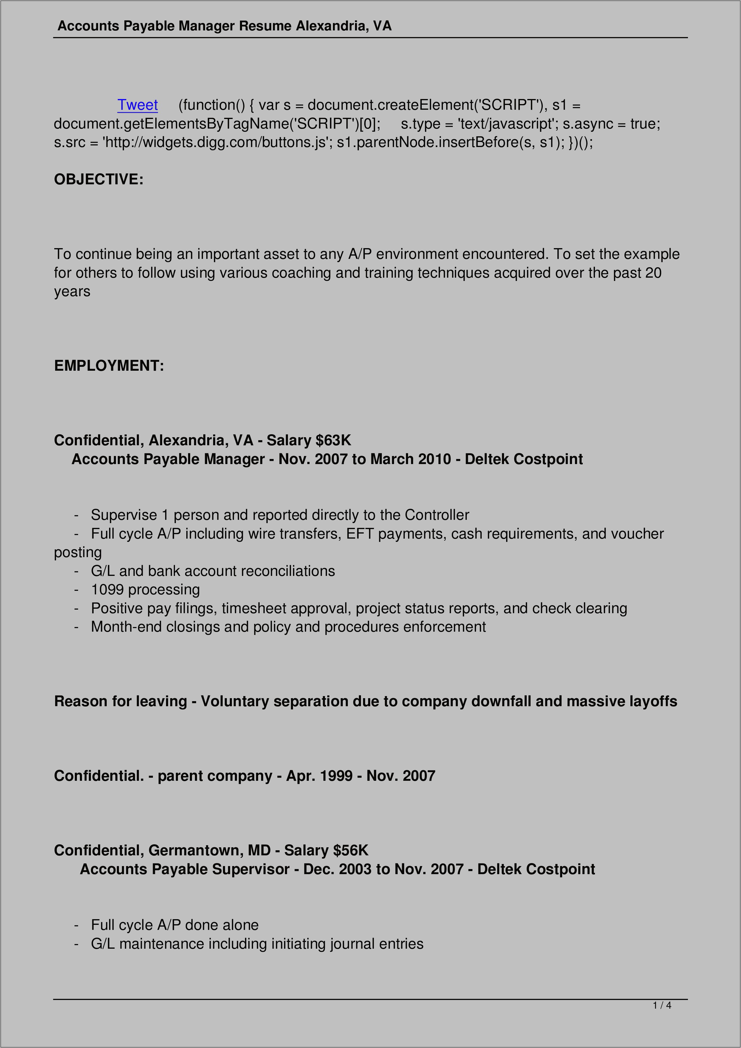 Accounts Payable Manager Resume Template