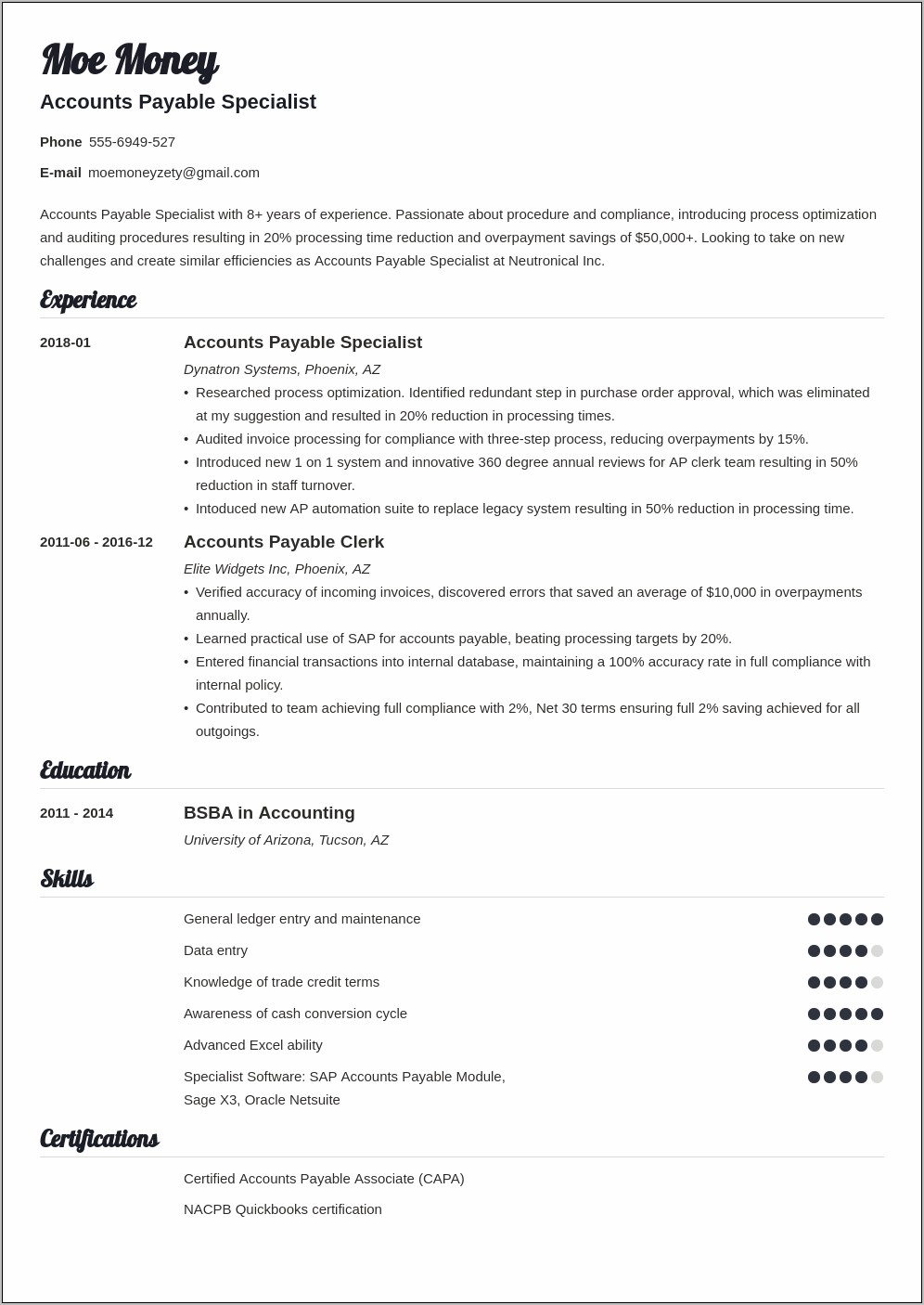 Accounts Receivable Resume Sample Australia