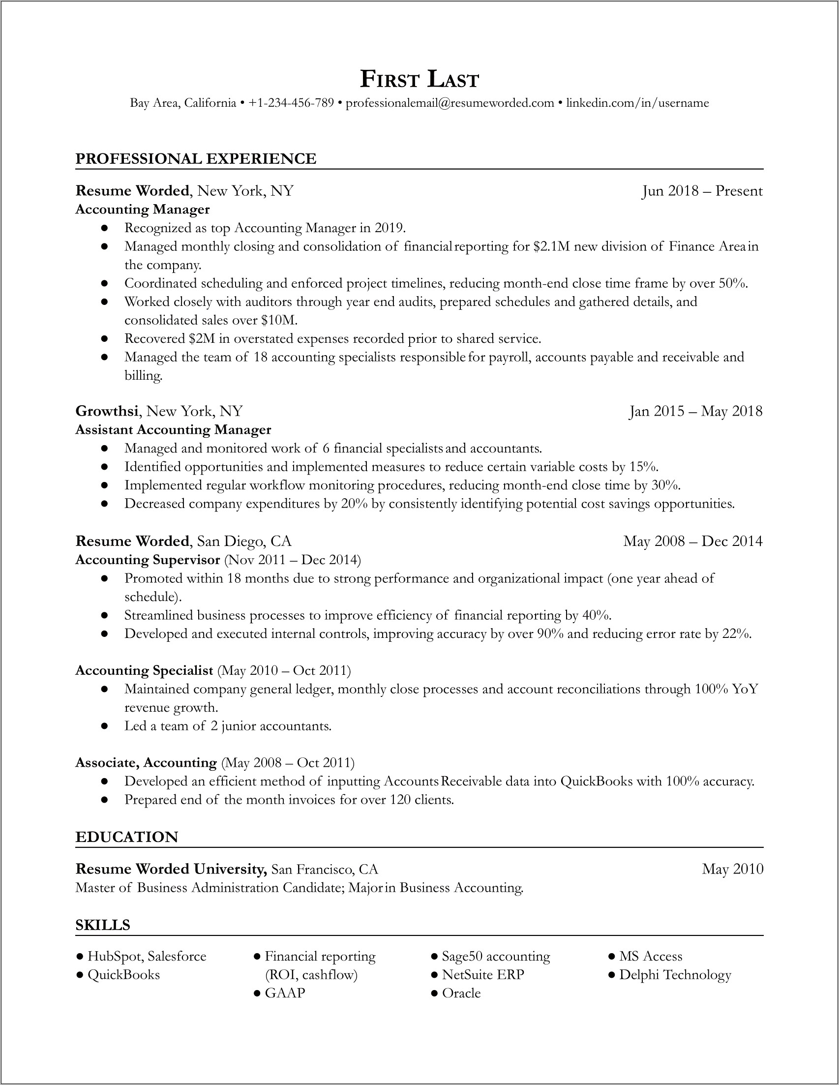 Accounts Receivable Specialist Resume Sample