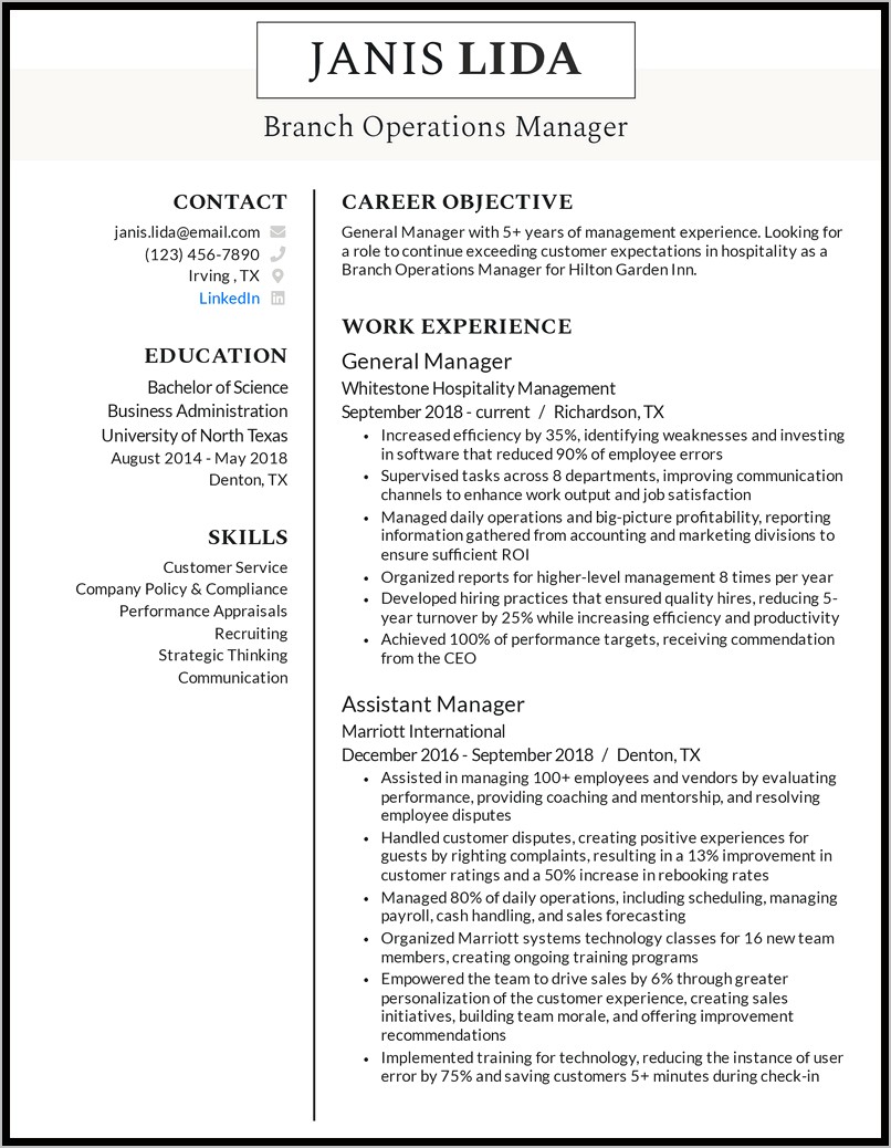 Administration Manager Resume Sample India