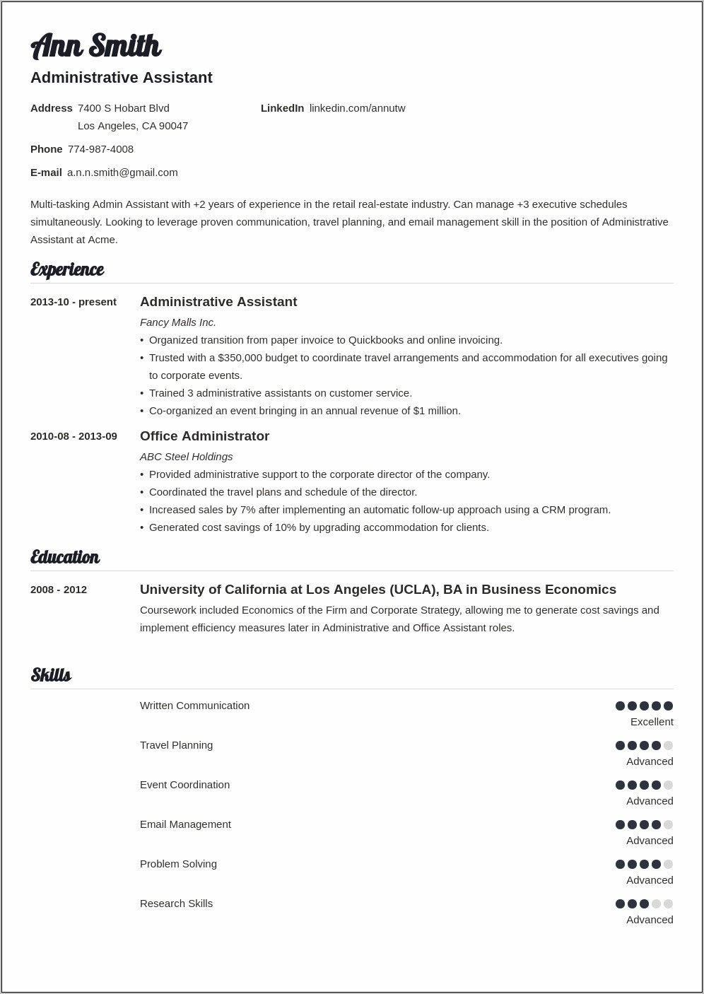 Administrative Assistant Functional Resume Free