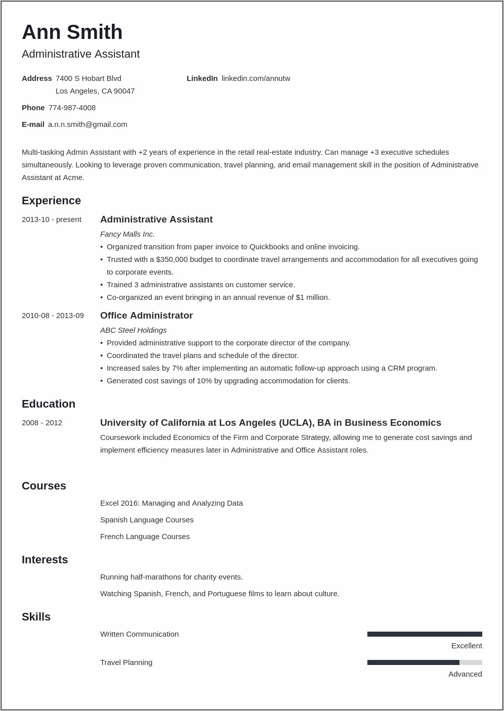 Administrative Assistant Job Objective Resume