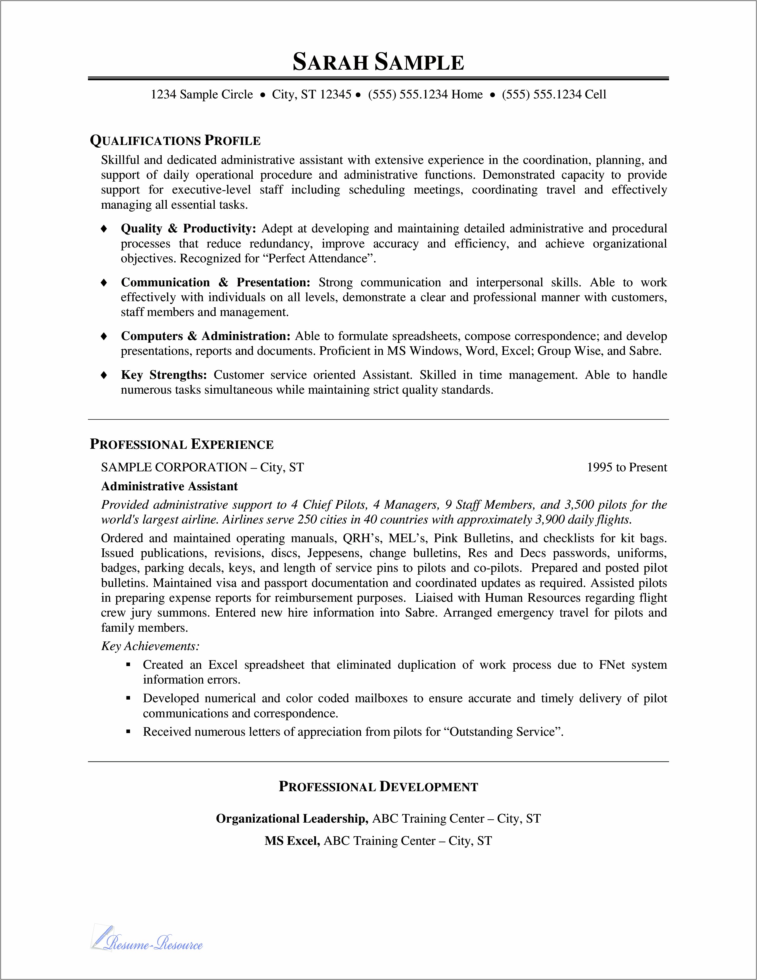 Administrative Assistant Resume Headline Examples