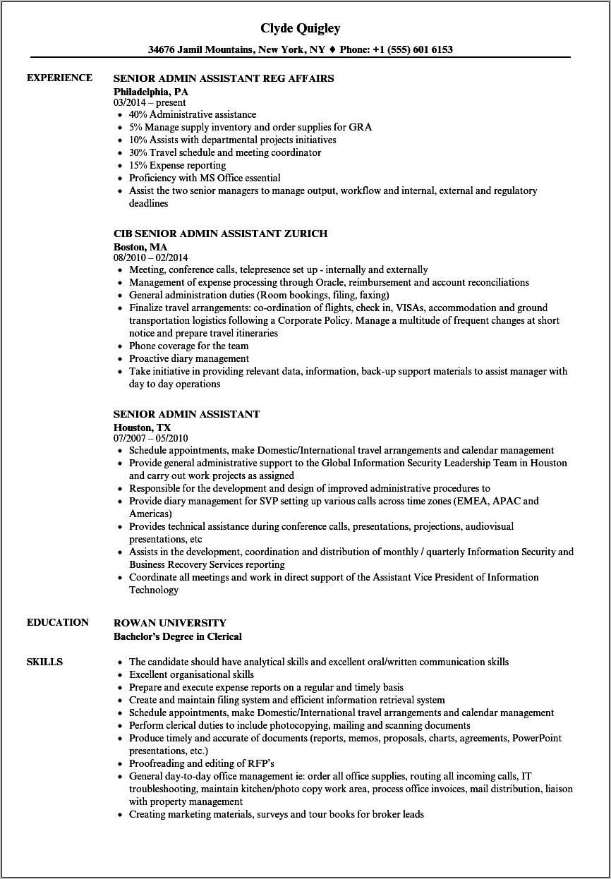 Administrative Assistant Resume Skills Section