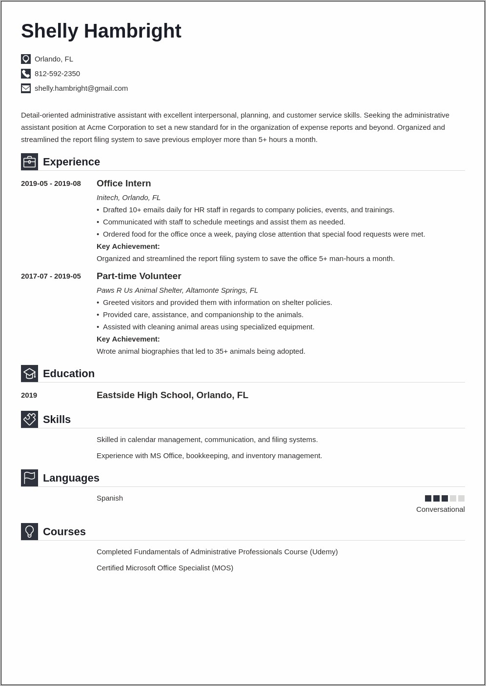 Administrative Secretary Resume Summary Examples