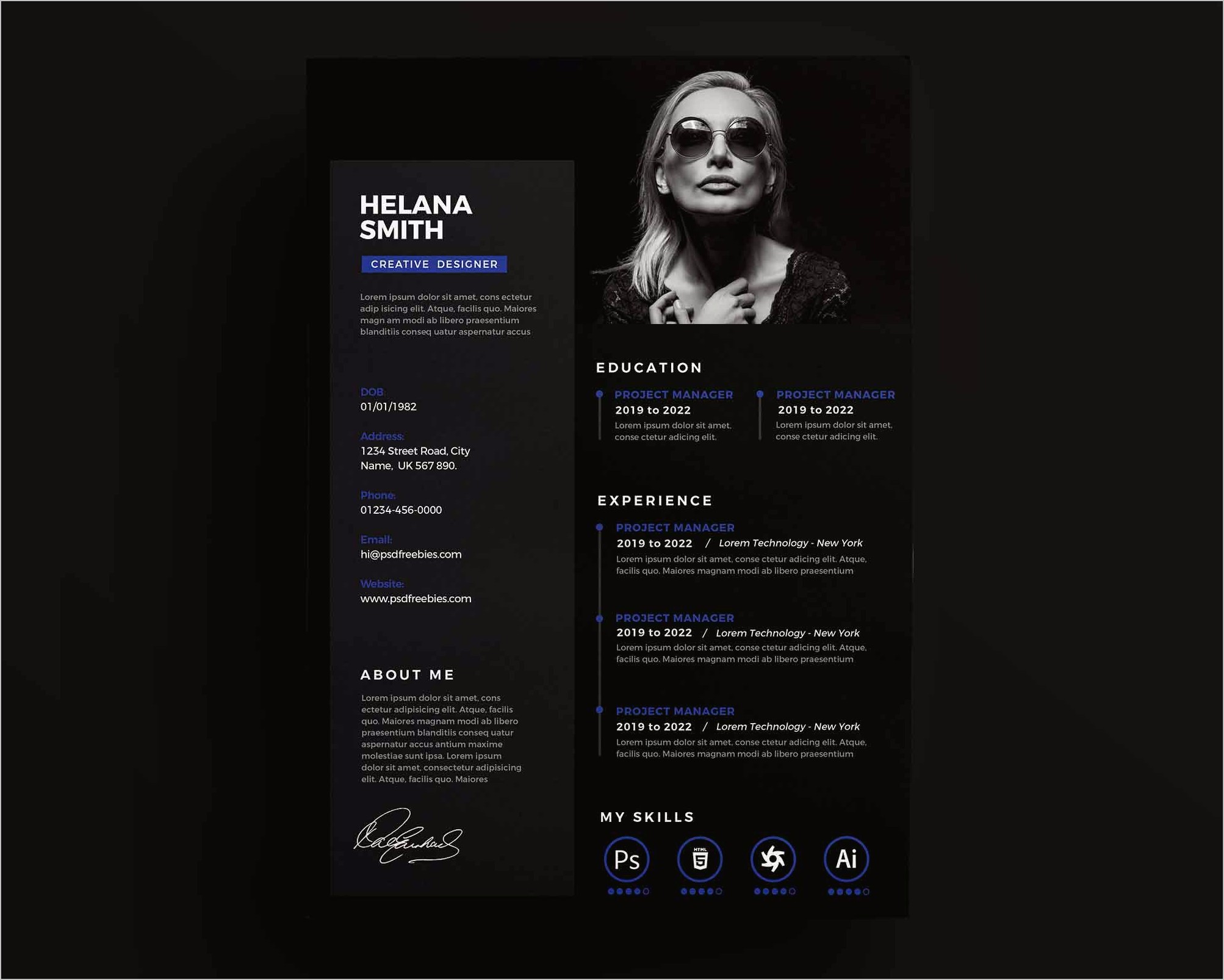 Adobe Photoshop Resume Template Free