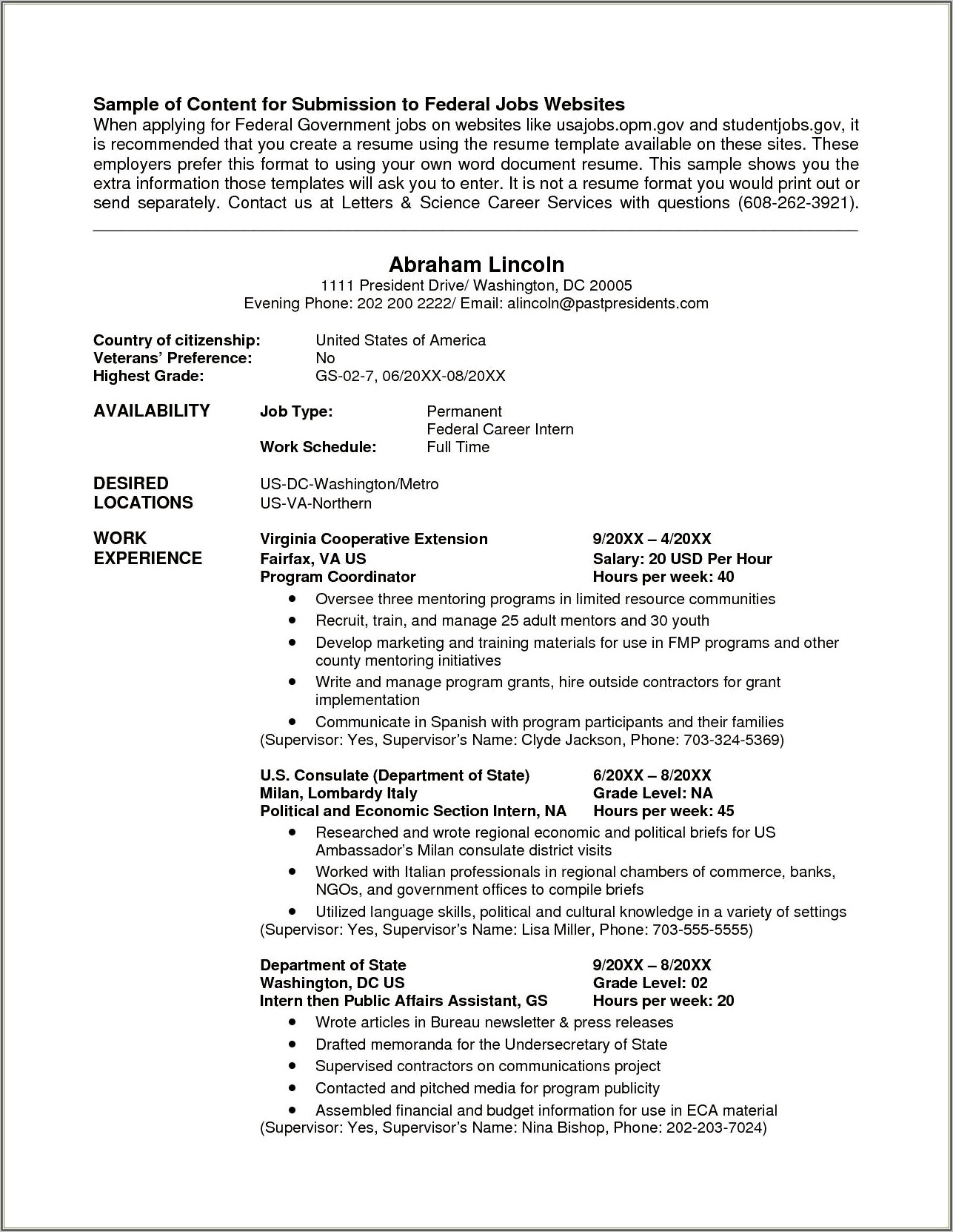 Advice For Usa Jobs Resume