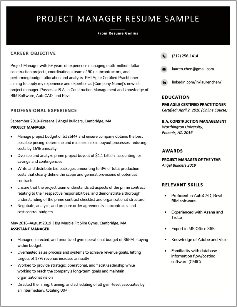 Agile Project Manager Resume Bullets