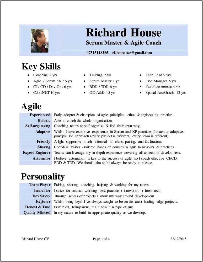 Agile Testing Skills In Resume