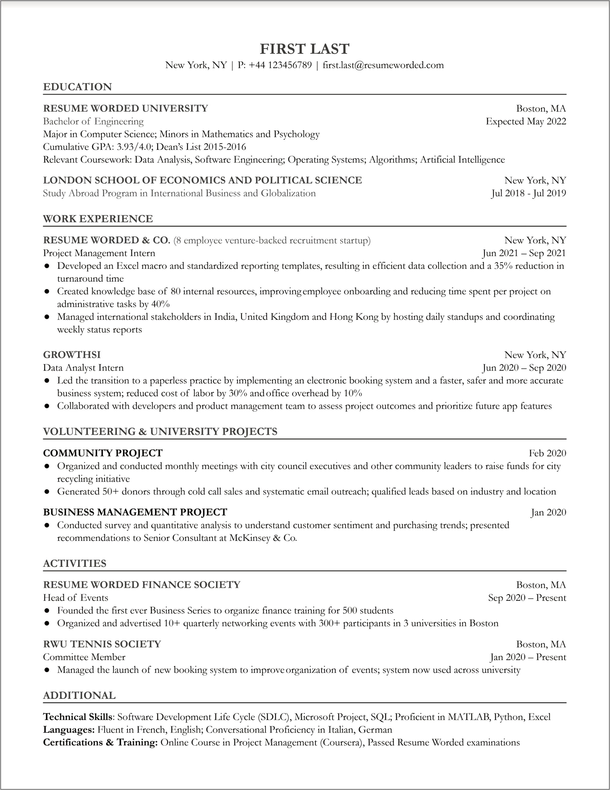 Ai Project Manager Resume Example