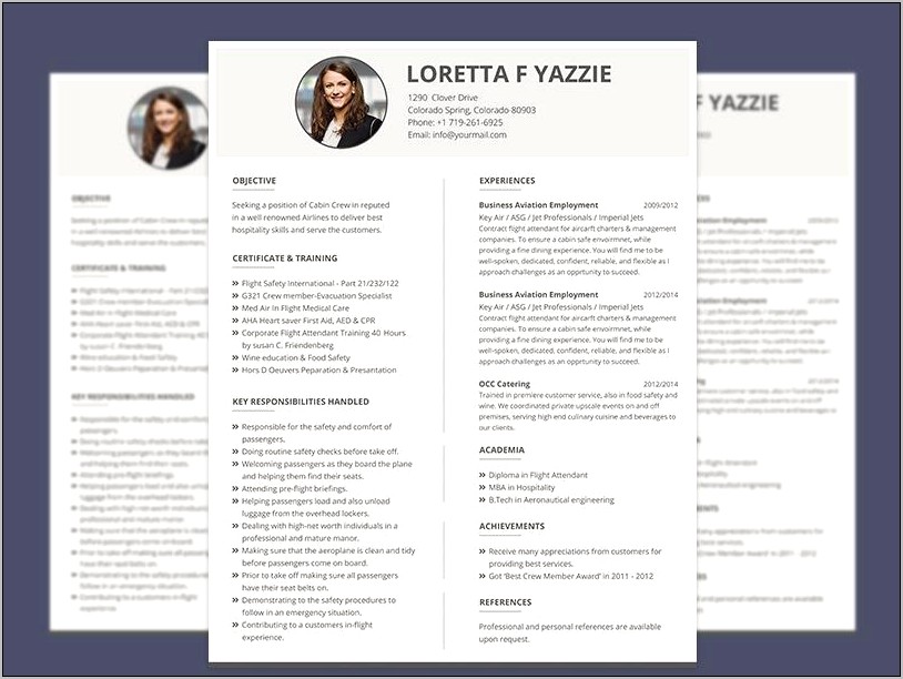 Air Hostess Resume Cv Sample