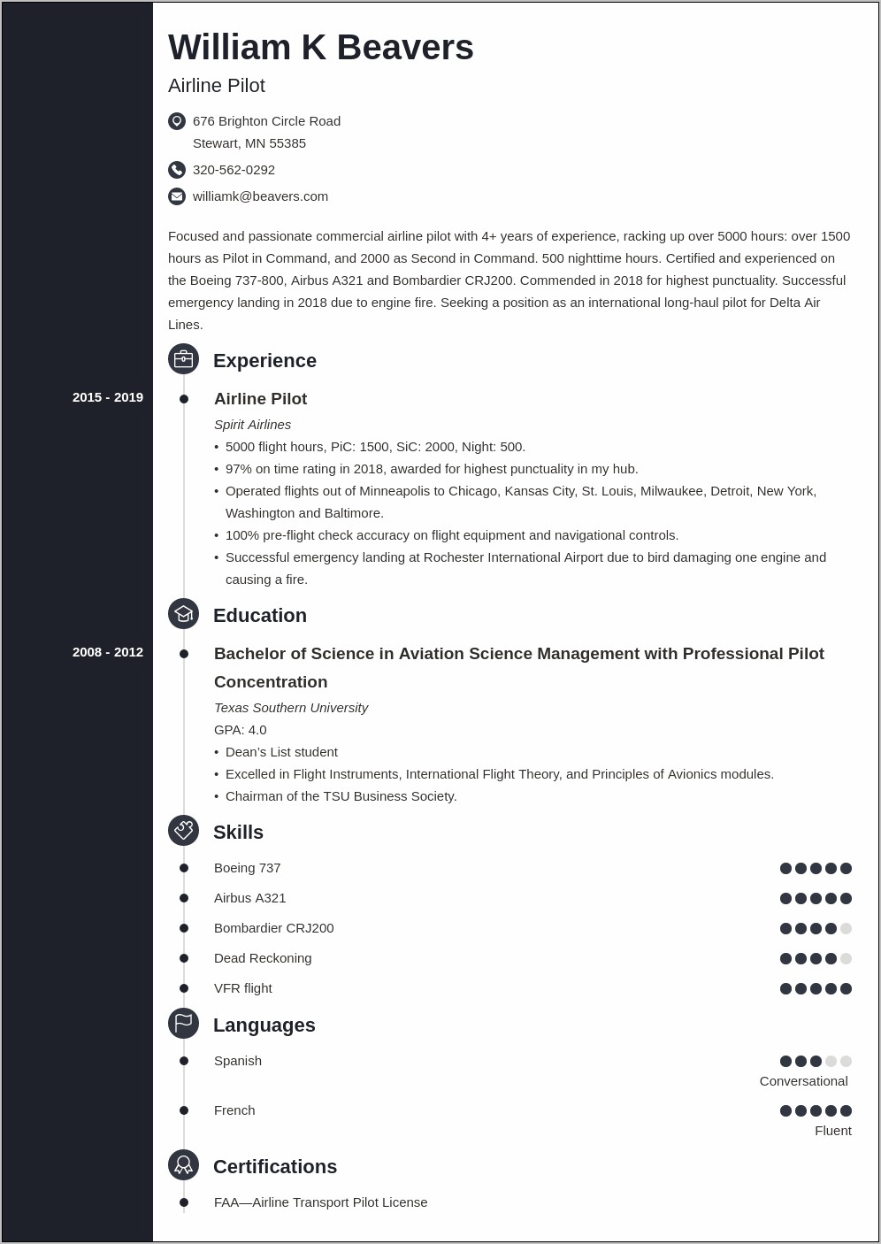 Airline Pilot Resume Samples Jobherojobhero