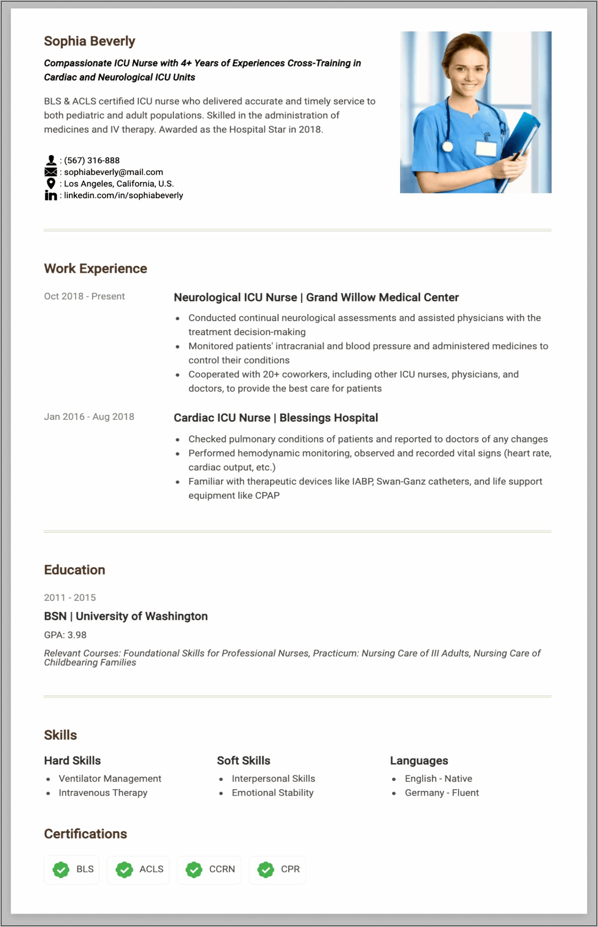 Amenities Unit Rn Resume Sample