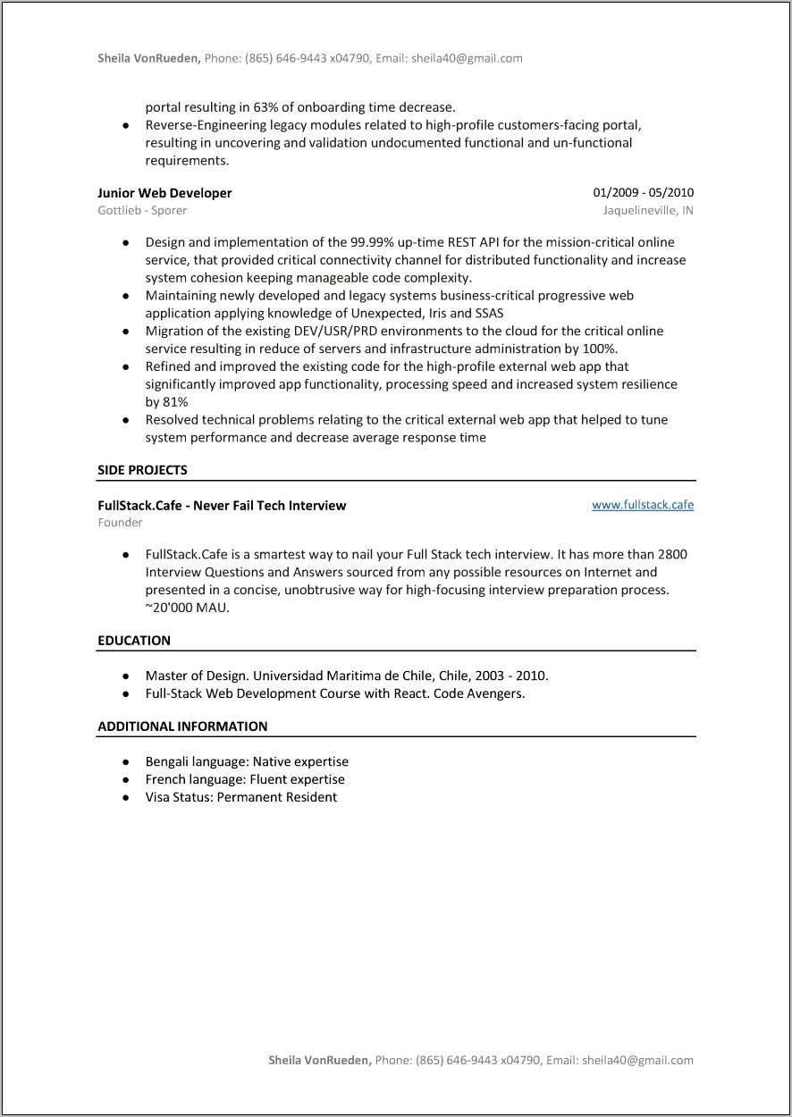 Angular 6 Developer Resume Sample