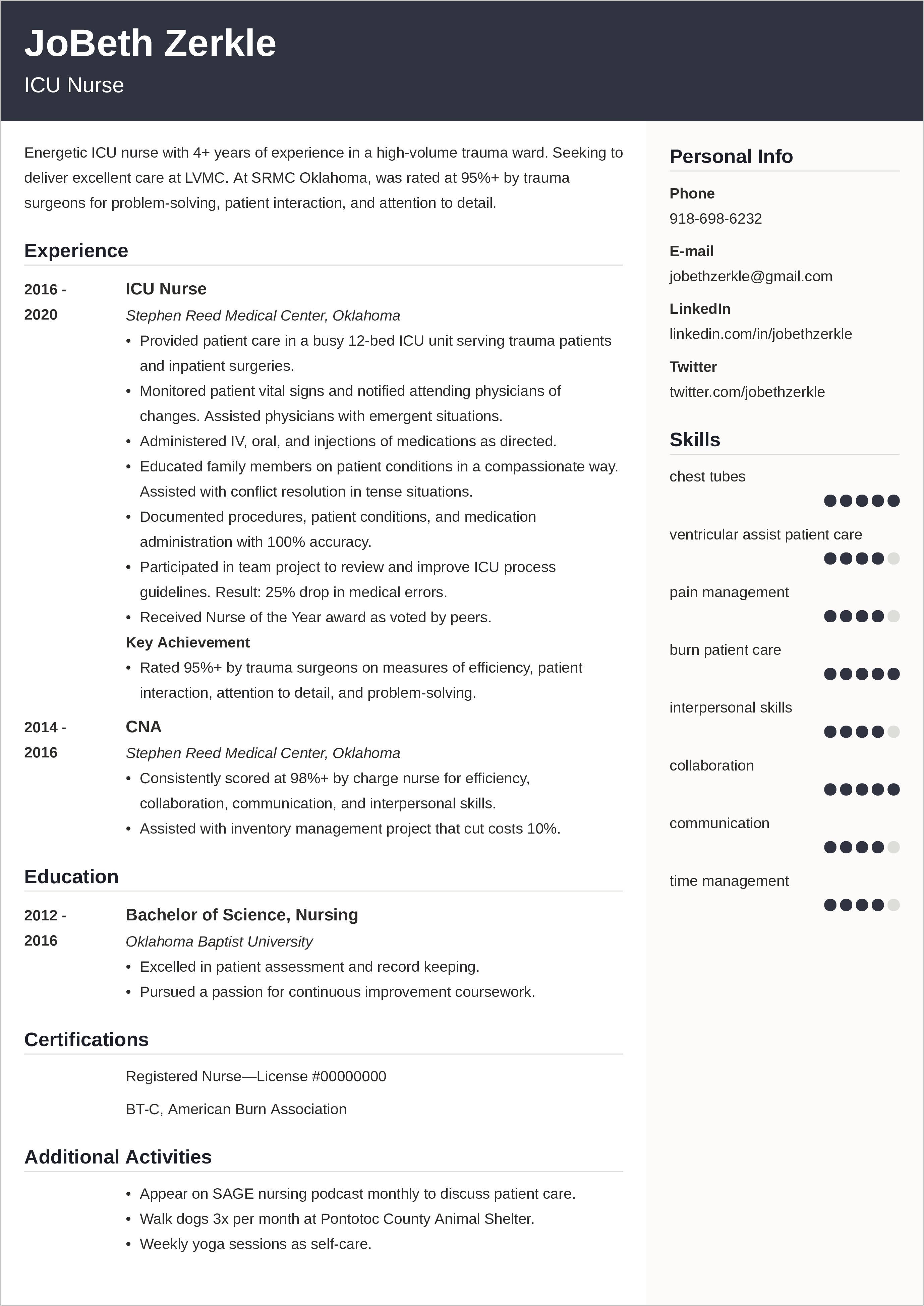 Animal Care Provider Resume Example