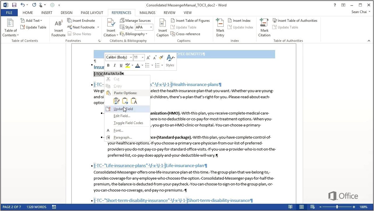 Apa Table Of Contents Template Download