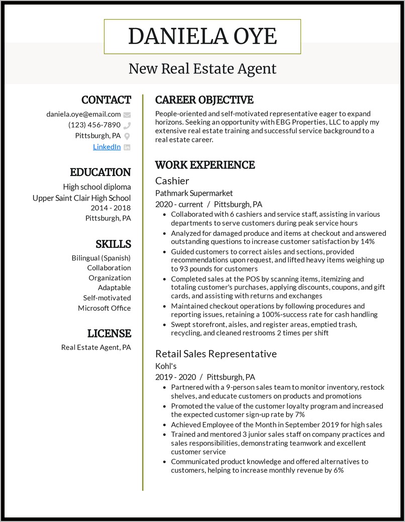 Apartment Leasing Agent Resume Example