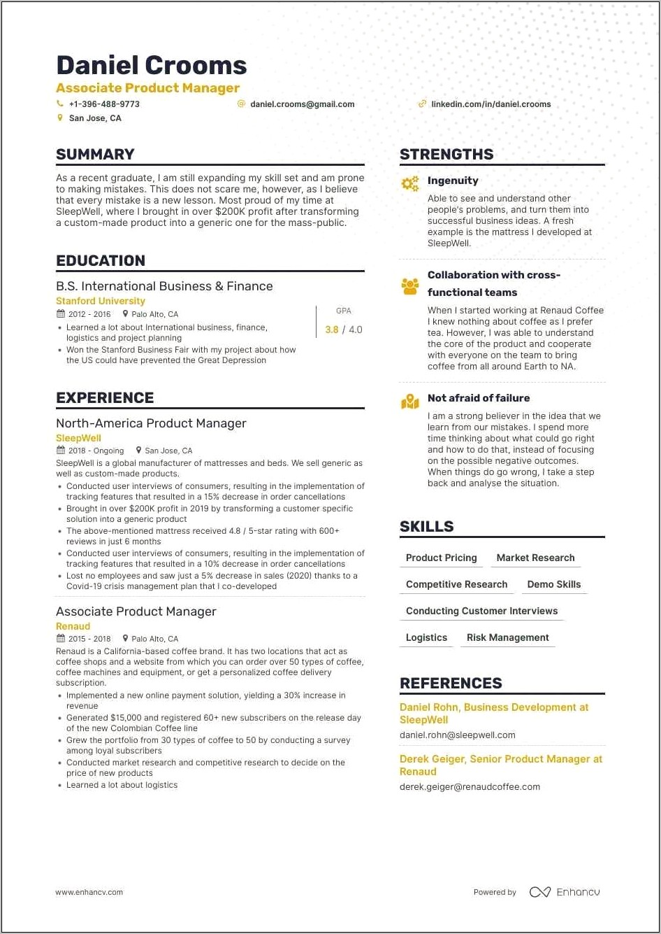 Apparel Production Manager Resume Sample