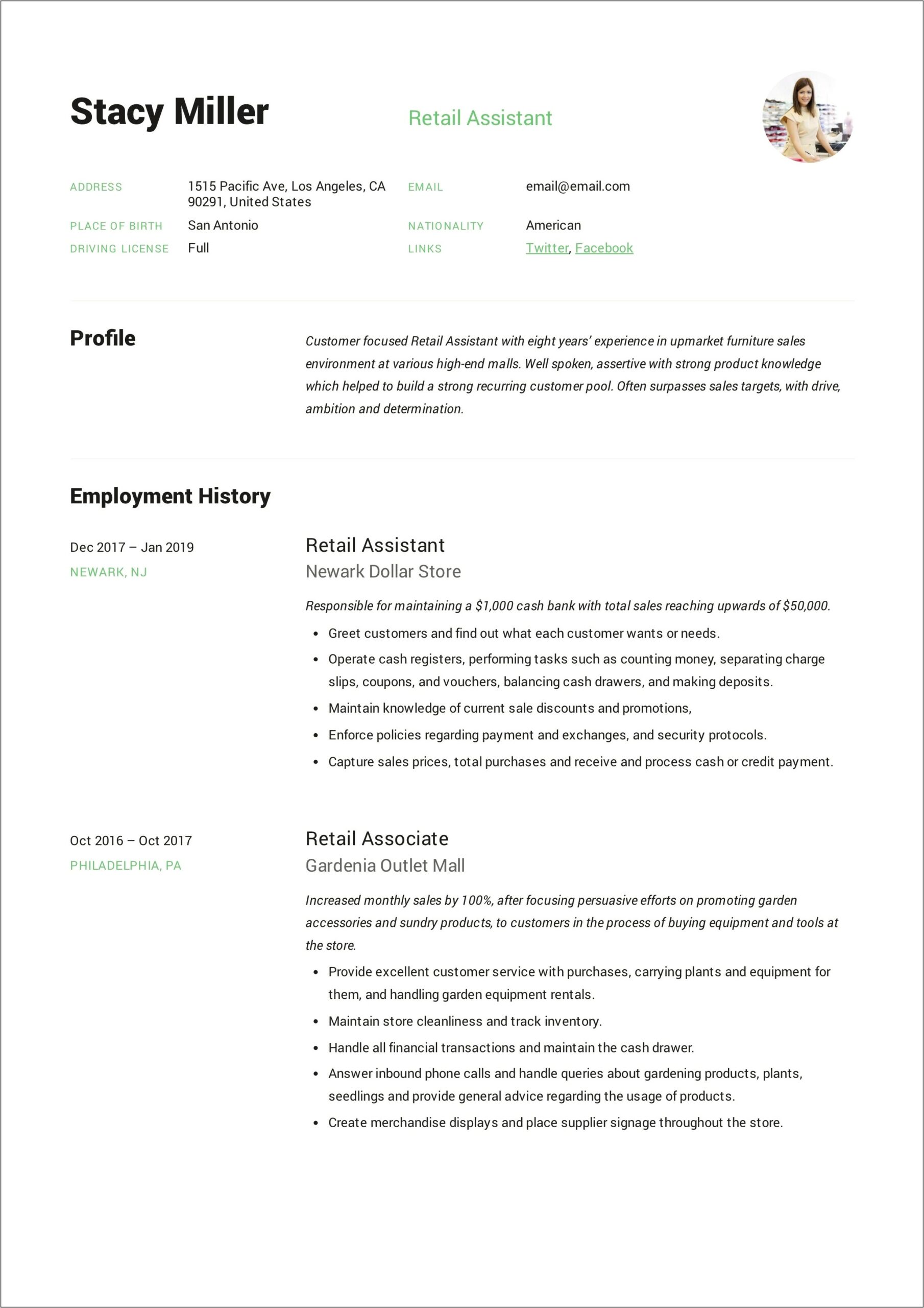 Assistant Manager Grocery Store Resume