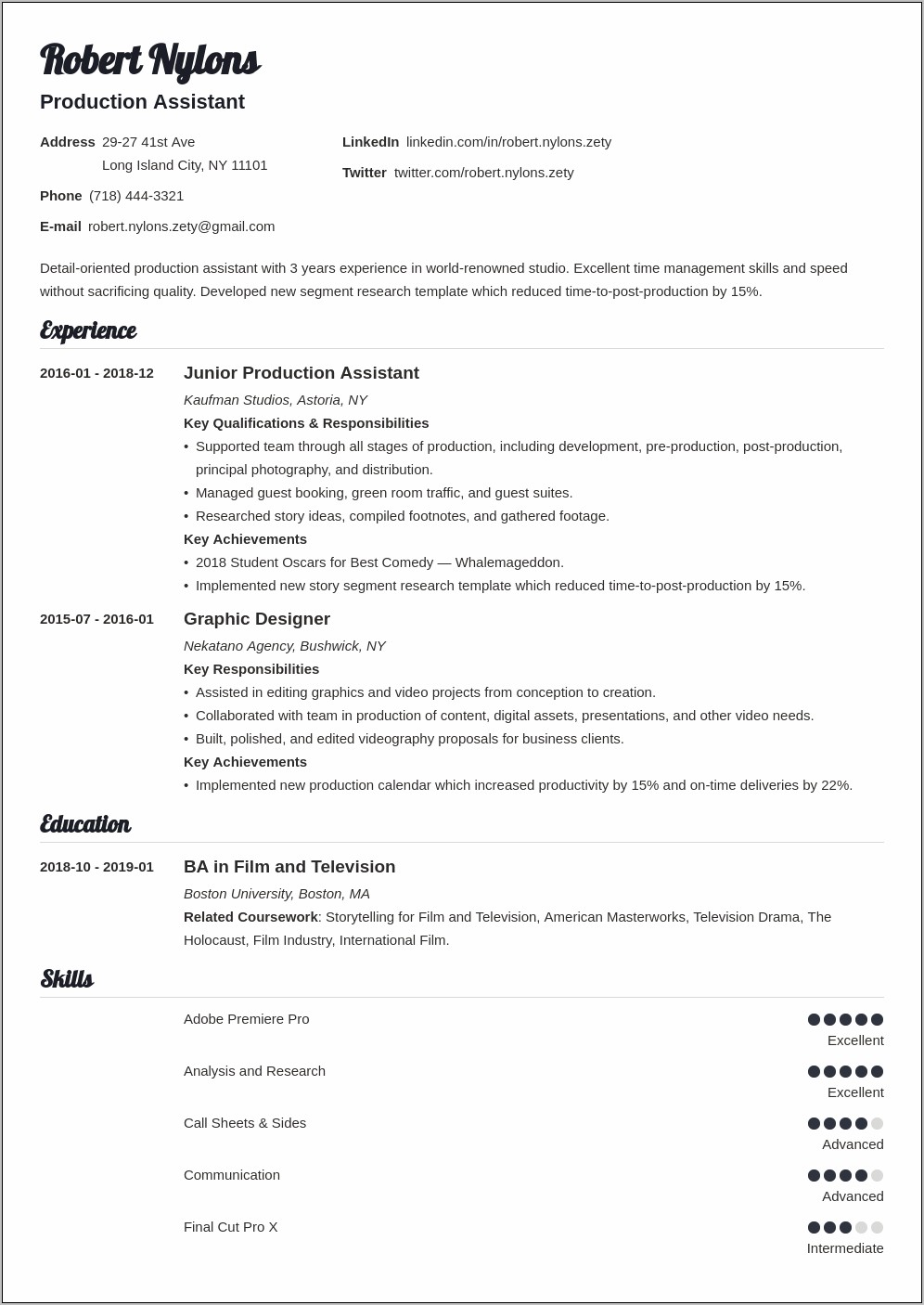 Assistant Manager Movie Theater Resume