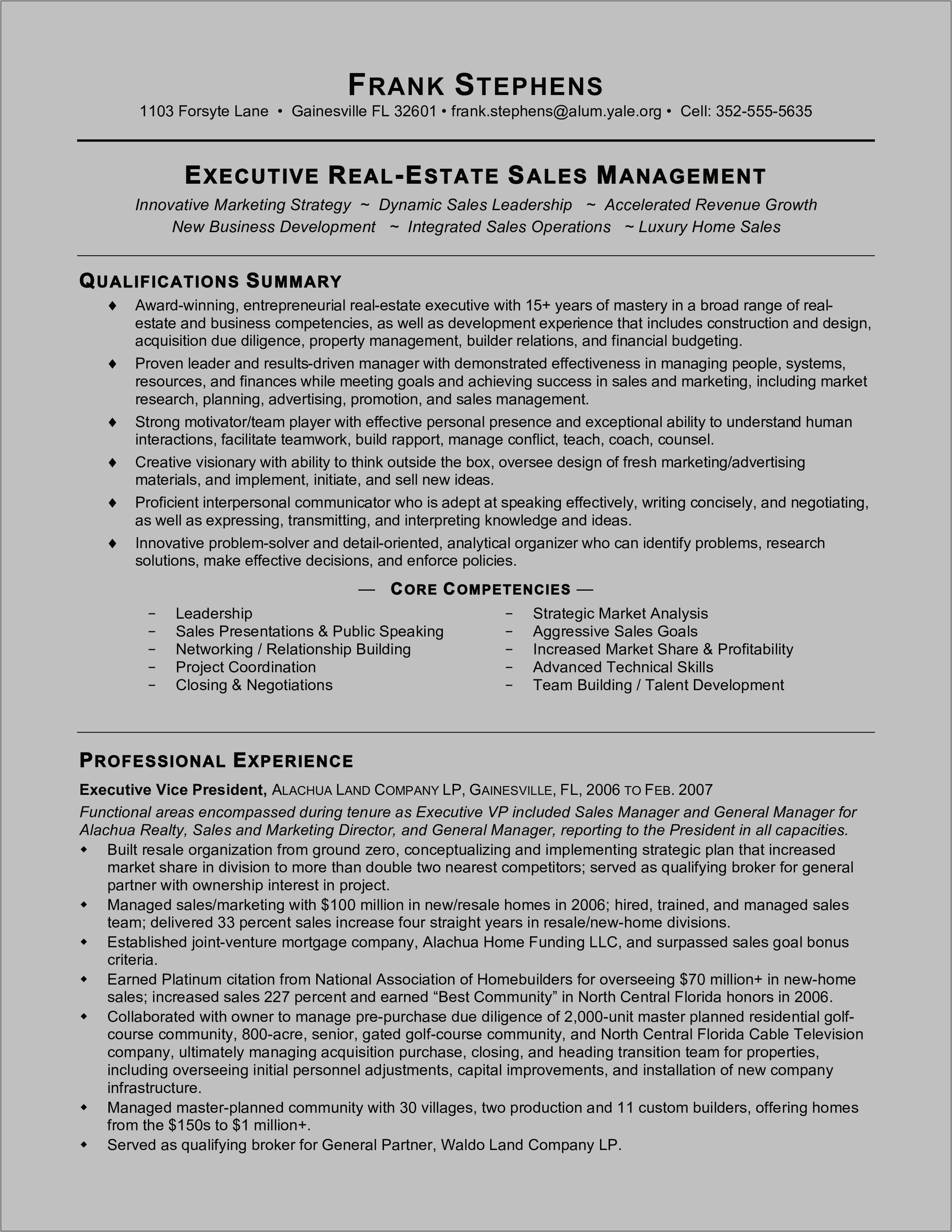 Assistant Manager Real Estate Resume