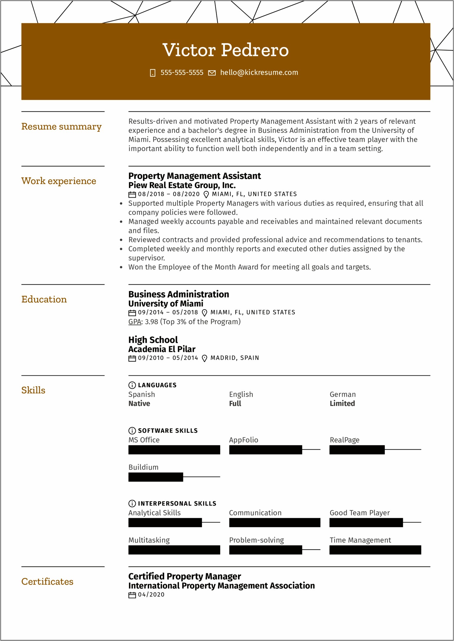 Assistant Property Manager Skills Resume