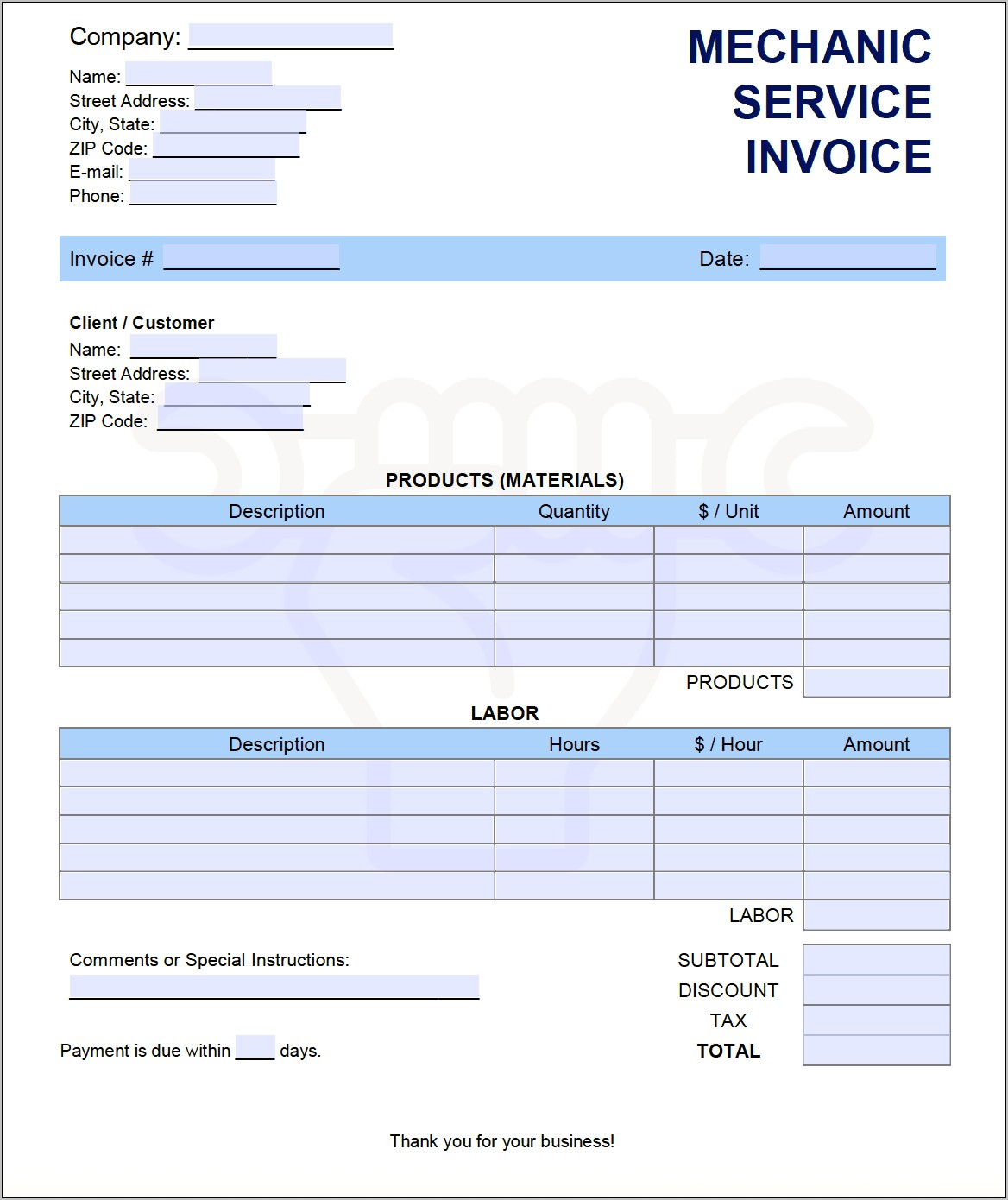 Auto Parts Receipt Template Pdf Download