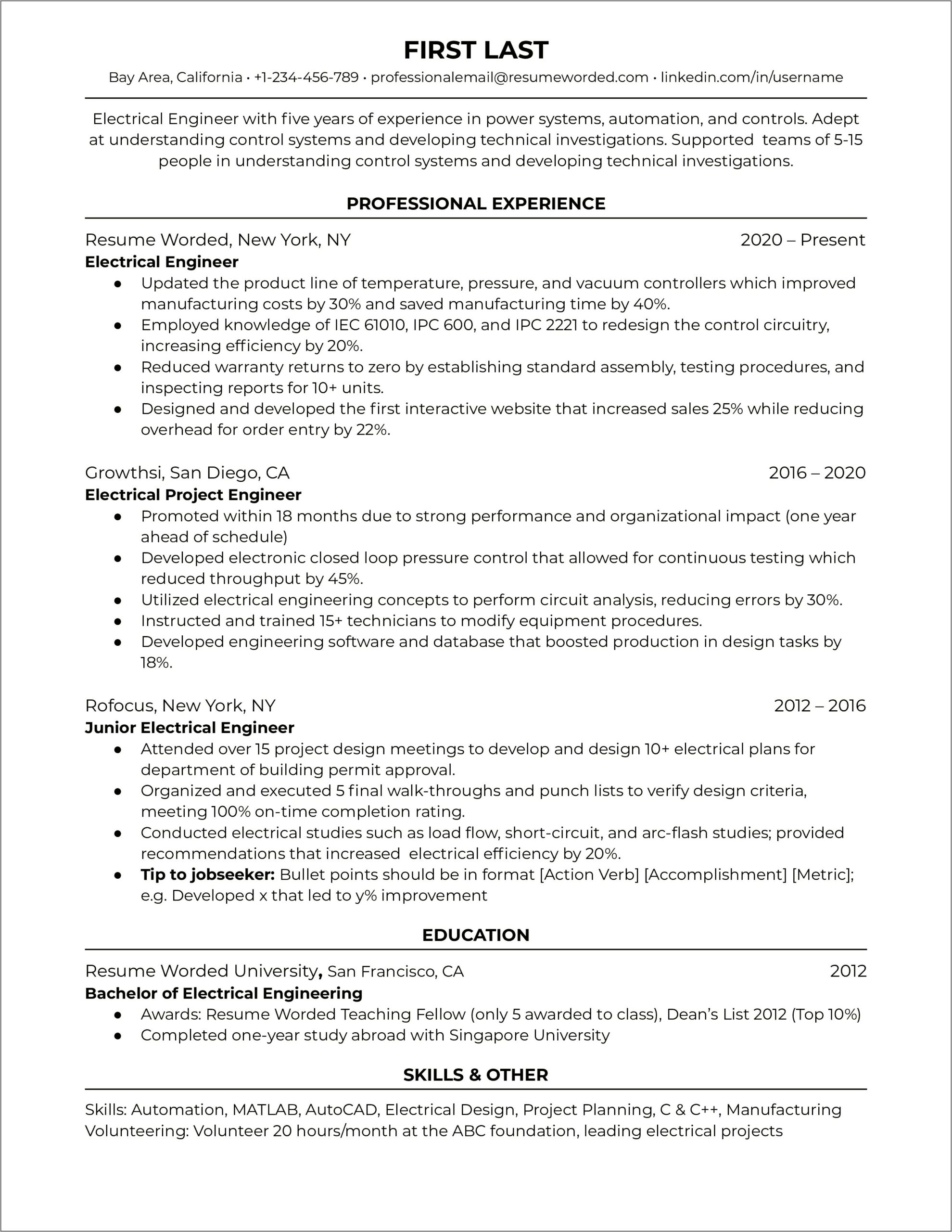 Automation Engineer Resume Objective Statement
