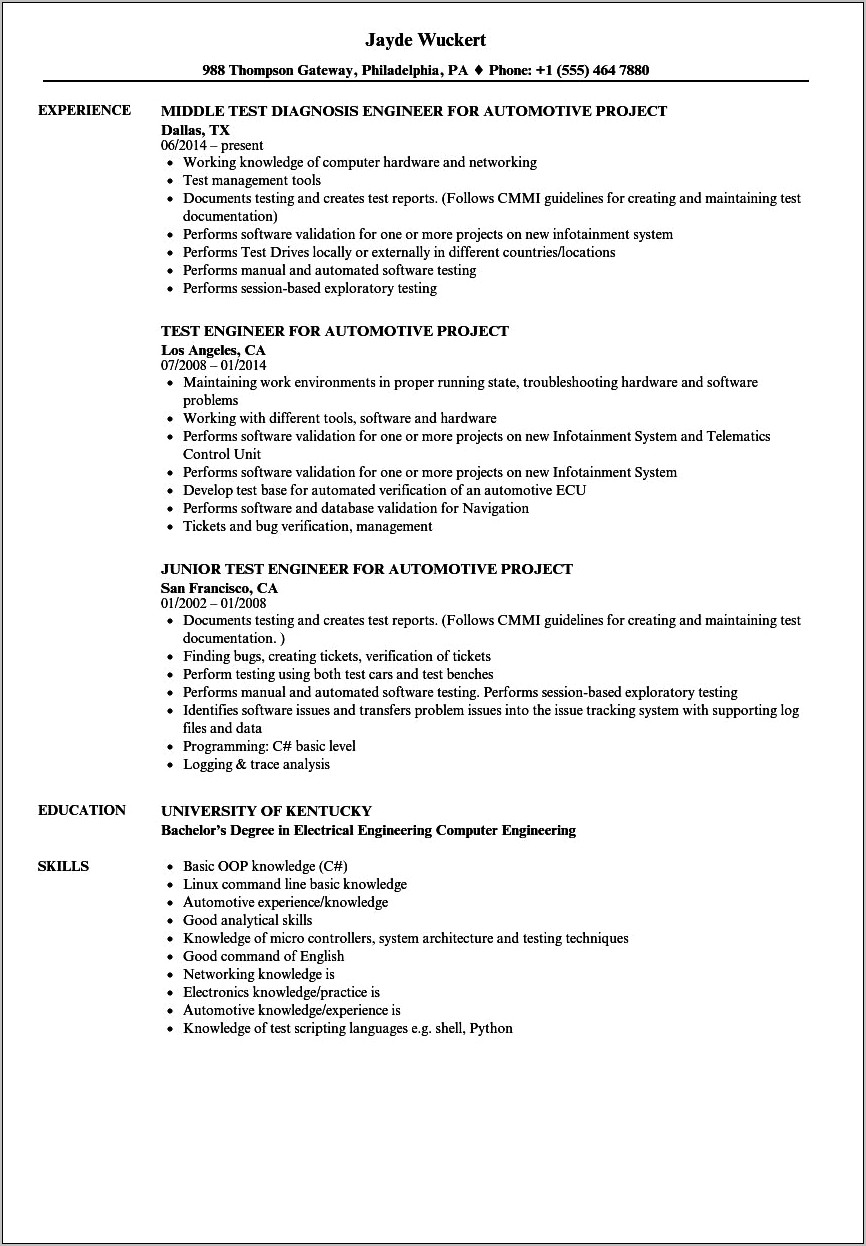 Automotive Program Manager Resume Examples