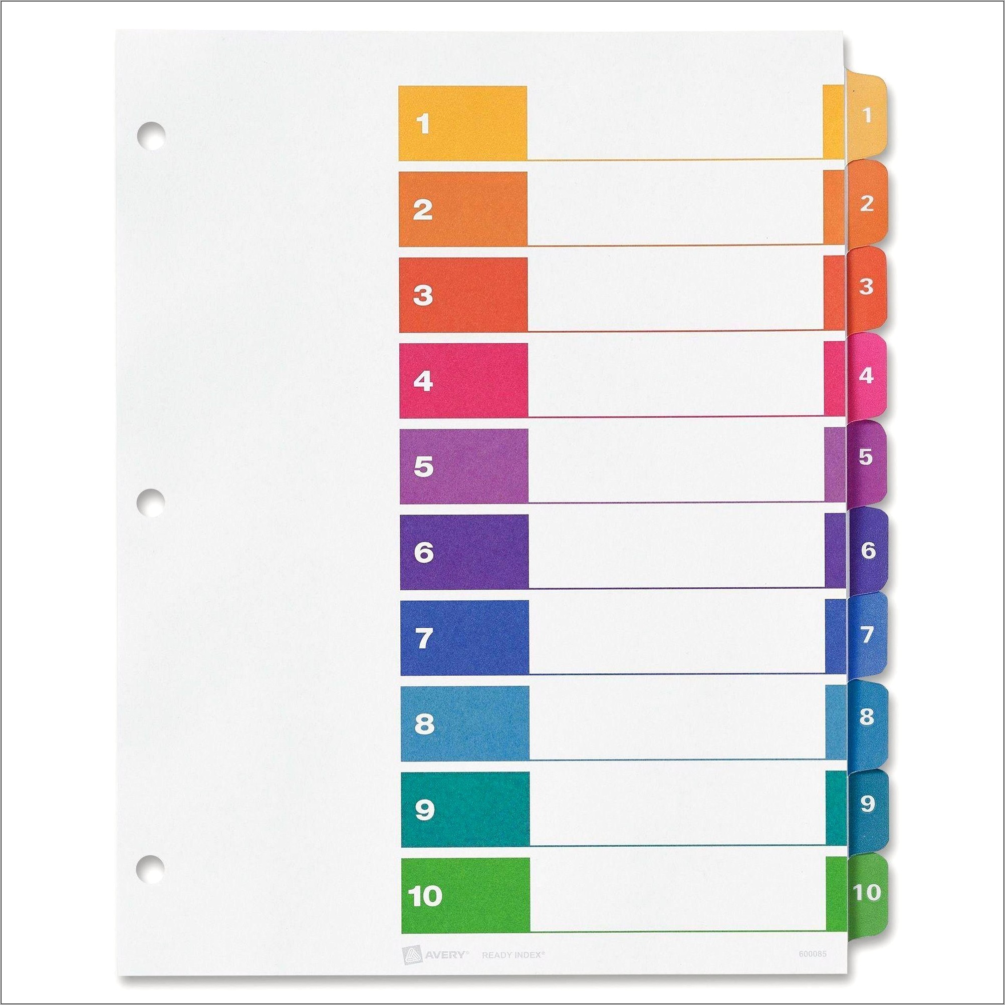 Avery 8 Tab Index Template Download