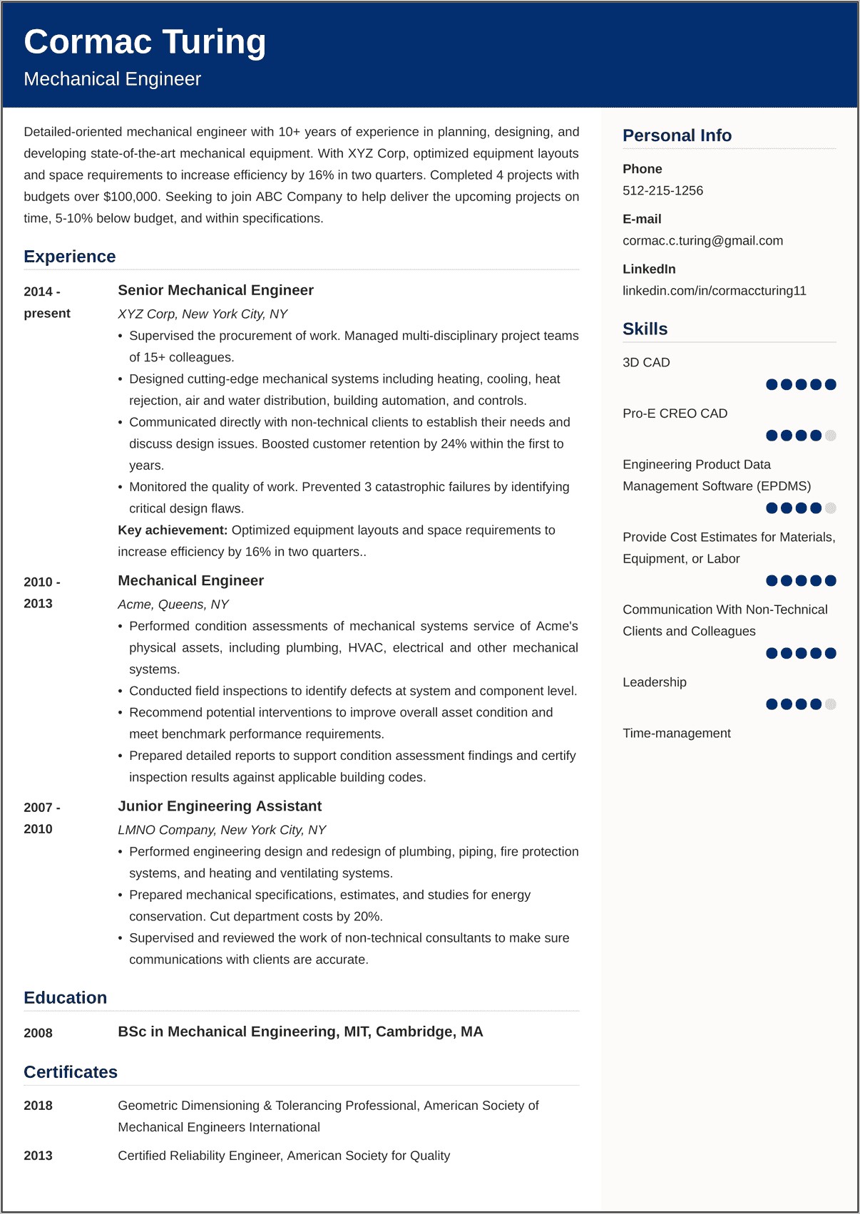 Avionics Electrical Technician Sample Resume