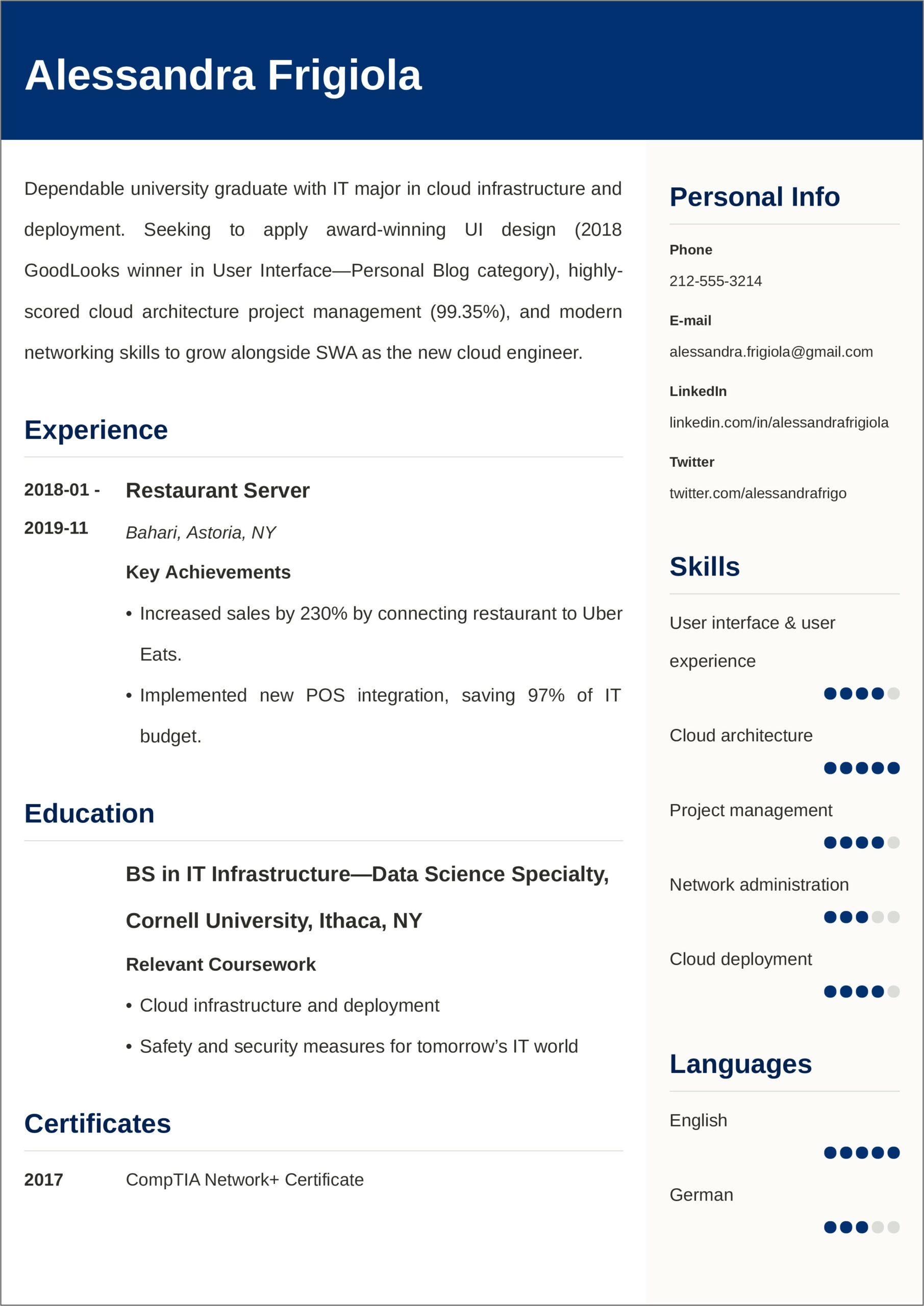 B.s Student Resume Samples