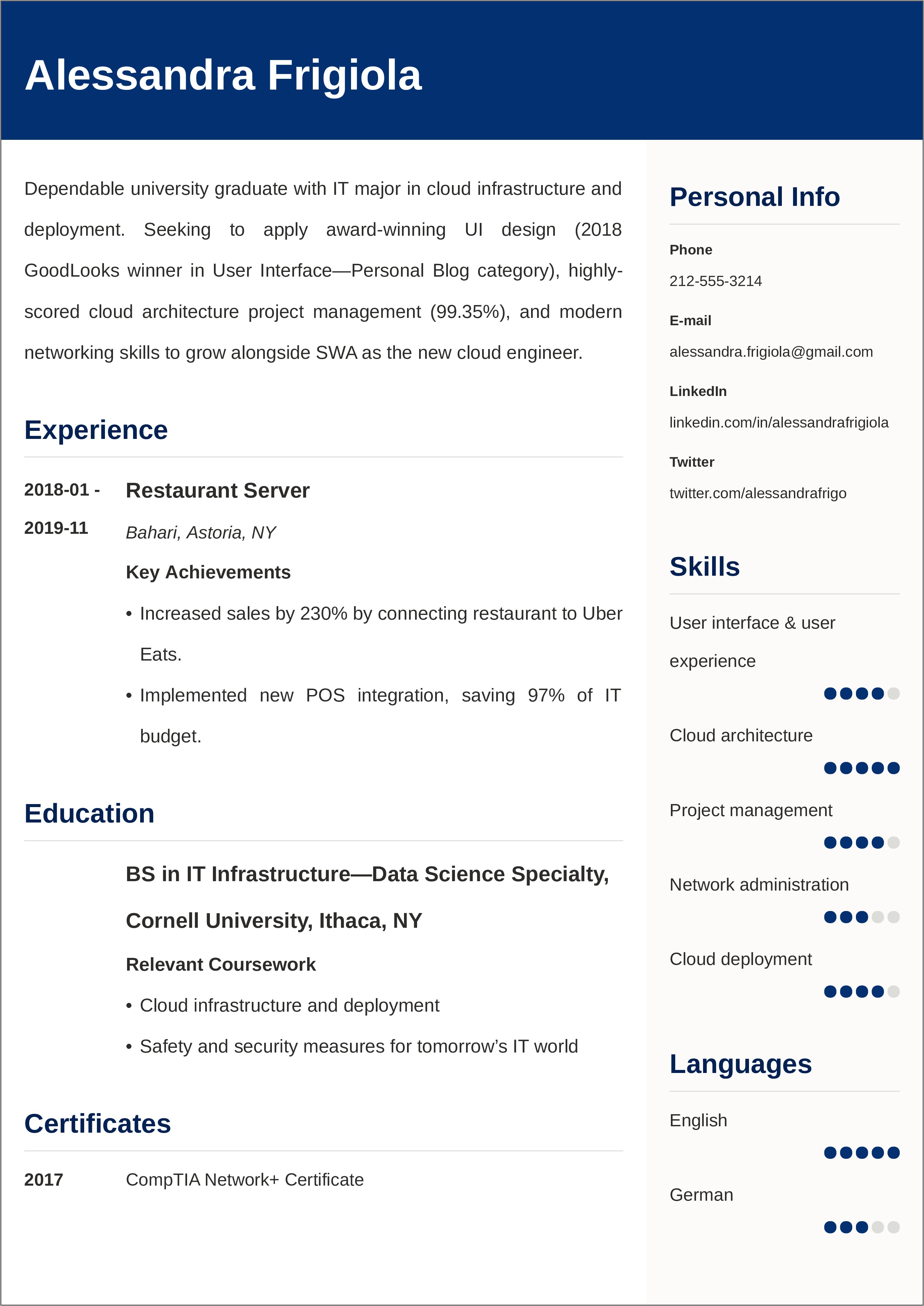 B.s Student Resume Samples