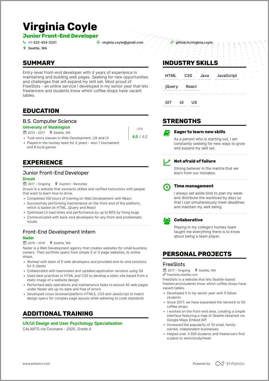 Backend Web Developer Resume Sample