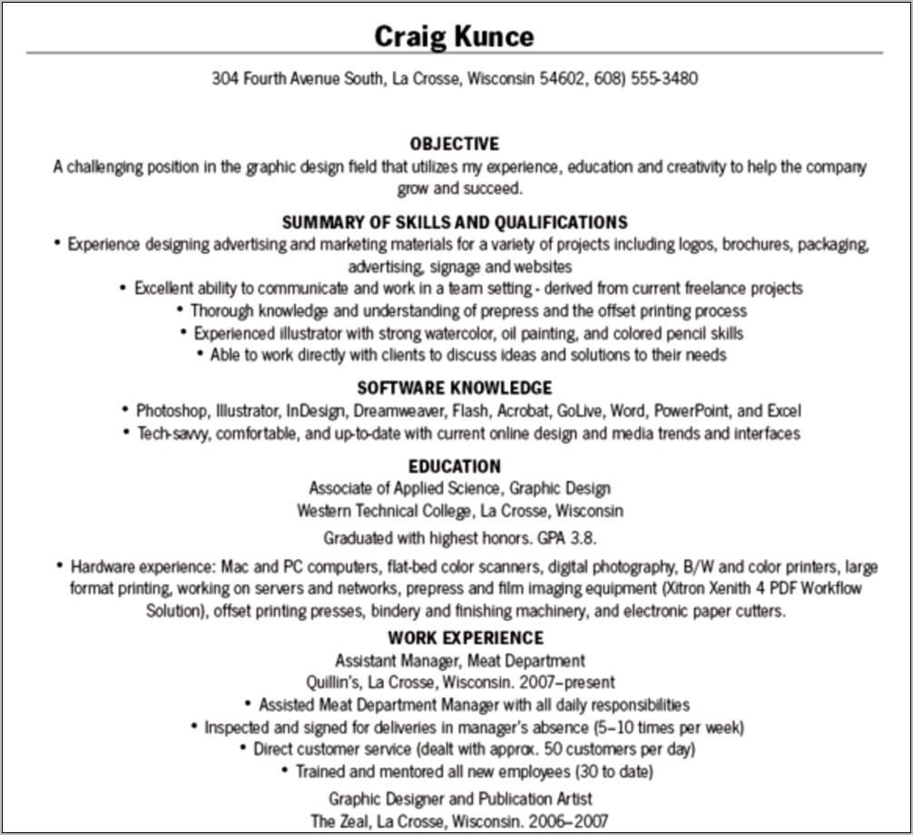 Bad Grammar On Resume Example