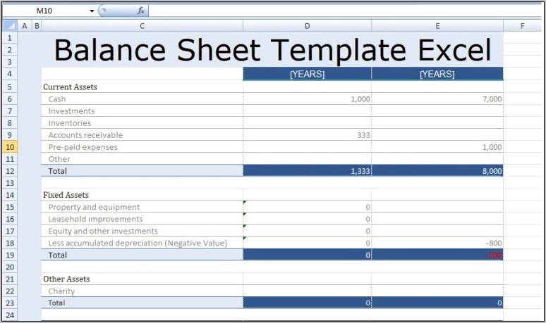 Balance Sheet Template In Excel Download