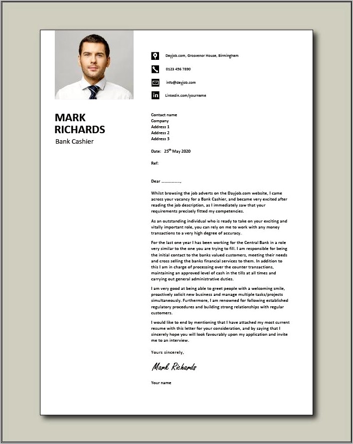 Bank Job Resume Cover Letter